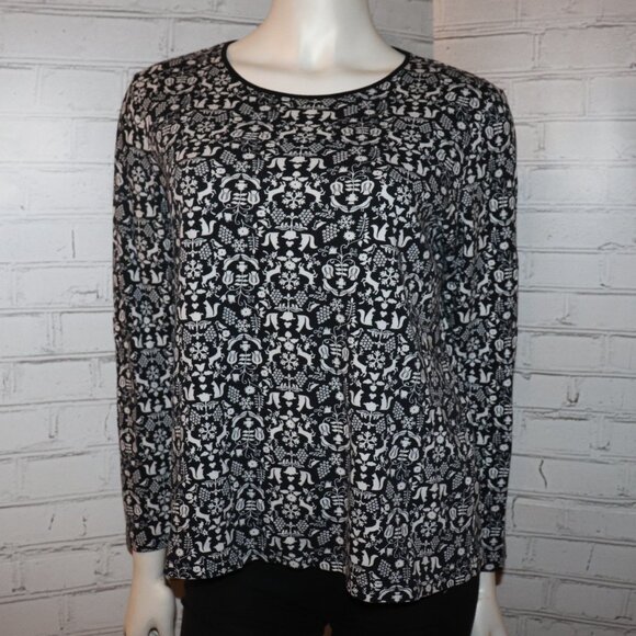 🌲🖤🐿️ Croft & Barrow Tee · Woodland Animal Print · Size L - Picture 1 of 6